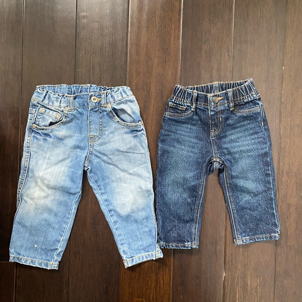Zara & Old Navy Kids Denim Jeans Set - Light Blue & Dark Blue